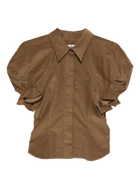 Vivienne Westwood ruffled-sleeve cotton top - Brown - zdjęcie produktu nr 1