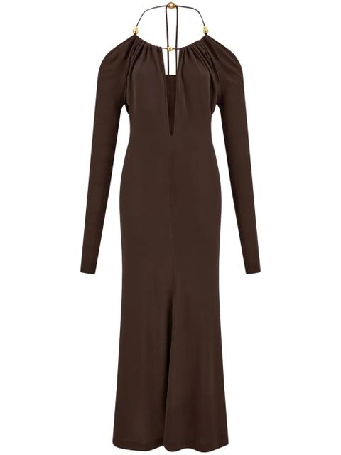 Ferragamo open-back crepe maxi dress - Brown - zdjęcie produktu nr 1