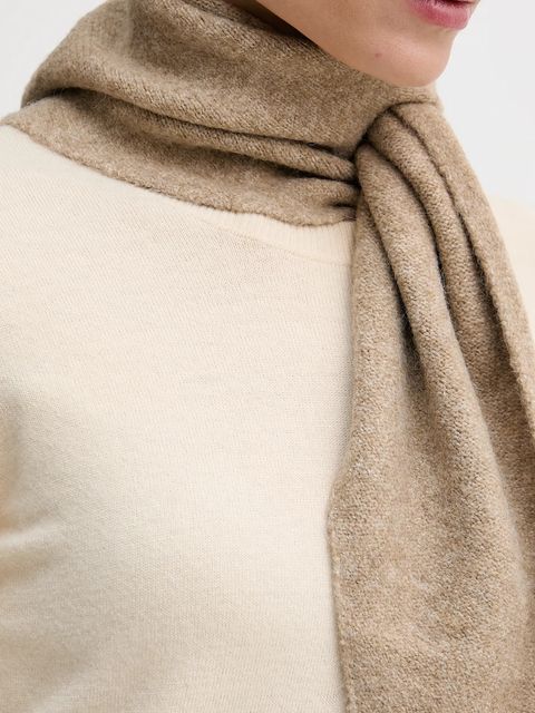 Pedro del Hierro szalik z domieszką wełny damski kolor beżowy gładki 4962464