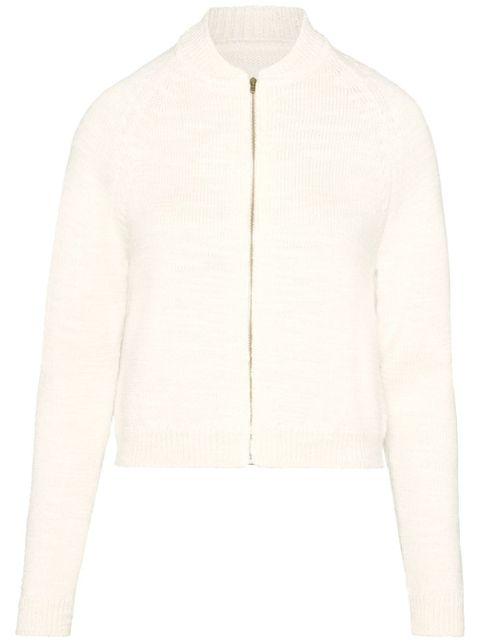 Maison Margiela ribbed-knit wool cropped cardigan - White