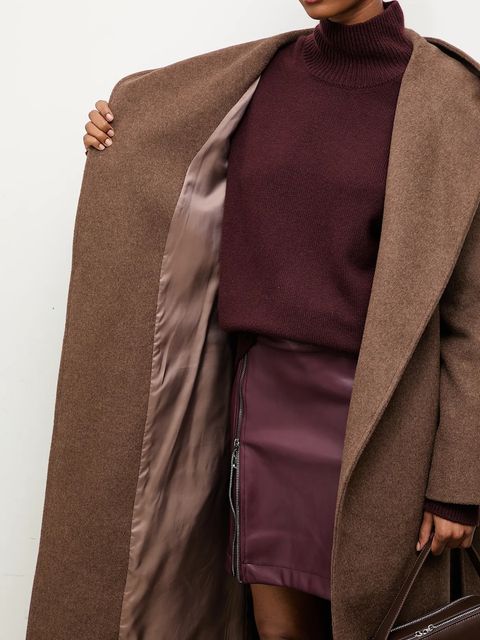 Answear.LAB płaszcz wełniany kolor brązowy