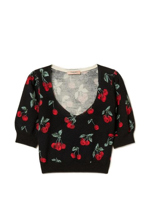 TWINSET cherry-detail short-sleeve sweater - Black - zdjęcie produktu nr 1