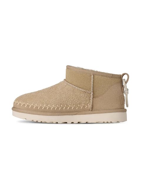 UGG śniegowce zamszowe Classic Ultra Mini Biarritz kolor beżowy 1171538.MDSD