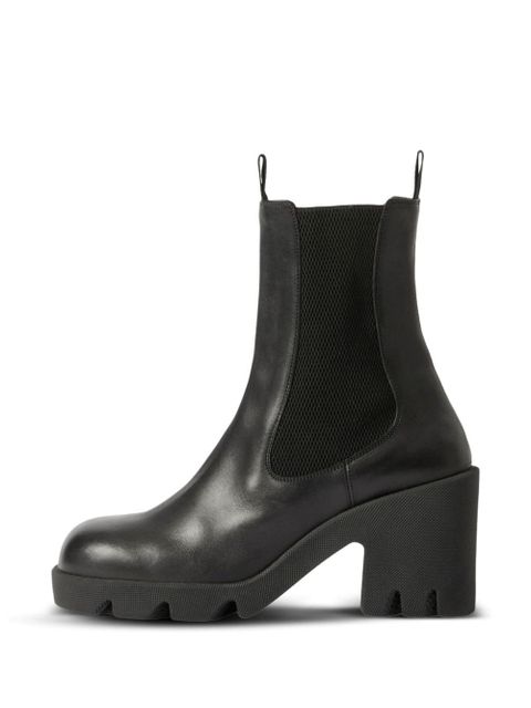 Burberry elasticated-panel leather boots - Black
