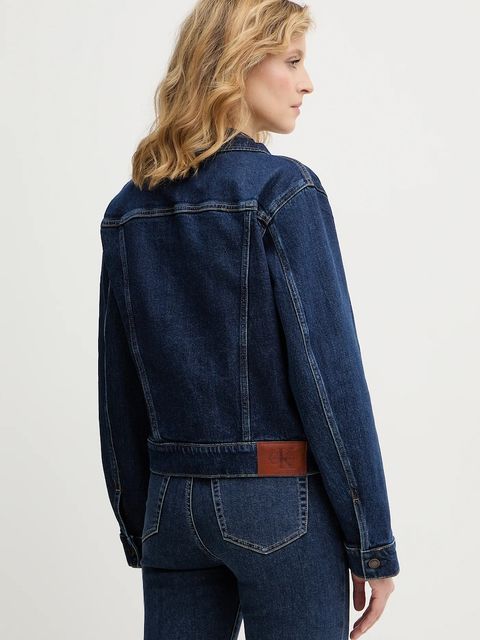 Calvin Klein Jeans kurtka jeansowa kolor granatowy przejściowa LV047E903G