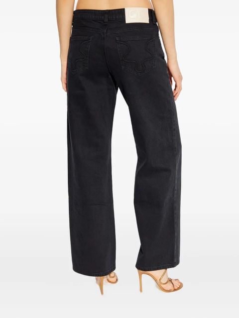 Cult Gaia Rosella logo-plaque jeans - Black
