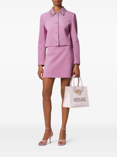 Versace embellished suede mini skirt - Pink