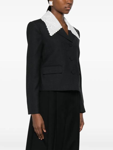 Self-Portrait embroidered-collar jacket - Grey - zdjęcie produktu nr 2