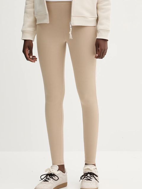 Weekend Max Mara legginsy BASILIO damskie kolor beżowy z nadrukiem 2525786061600 - zdjęcie produktu nr 1