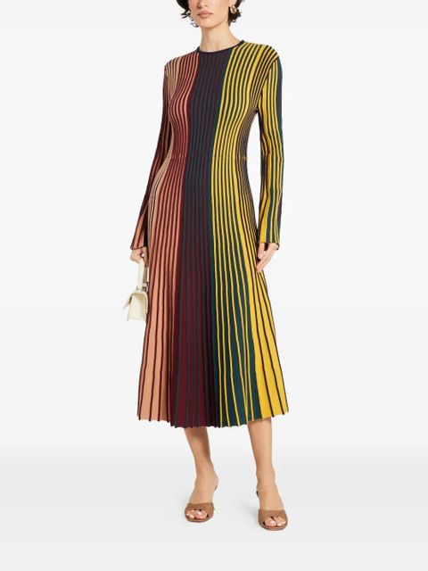 Simon Miller Celia striped long-sleeve midi dress - Brown