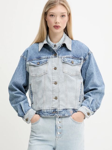 Guess Jeans kurtka jeansowa kolor niebieski przejściowa oversize W5YN56 D5M56 - zdjęcie produktu nr 1