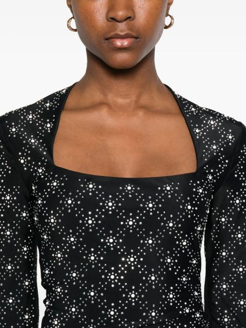 Maje square-neck patterned dress - Black