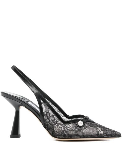 Jimmy Choo Amita 85 lace appliqué heel pumps - Black - zdjęcie produktu nr 1