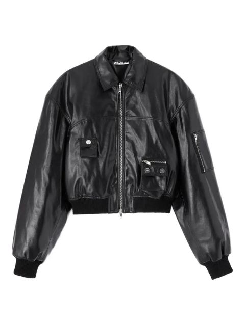 GANNI ruffled-collar jacket - Black