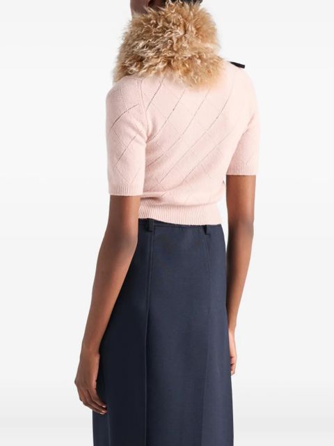 Prada diamond-pattern short-sleeved sweater - Pink