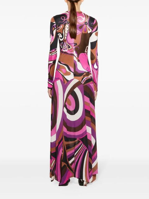 PUCCI Orchidee and Iride-print maxi dress - Pink