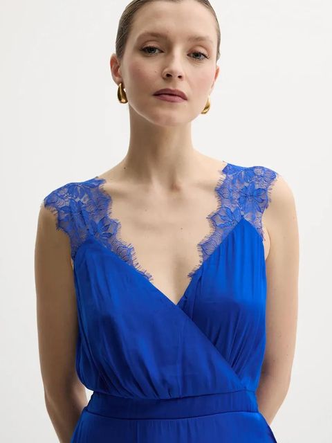 Morgan sukienka RORLA kolor niebieski maxi rozkloszowana RORLA