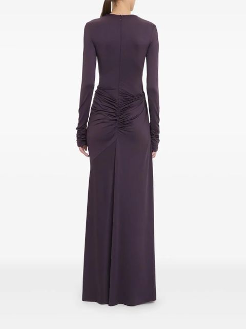 Victoria Beckham knot-detail long-sleeve gown - Brown