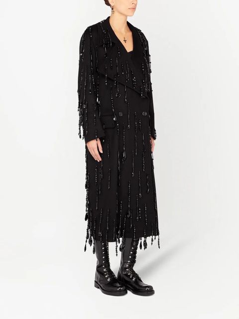 Dolce & Gabbana bead-embellished double-breasted coat - Black