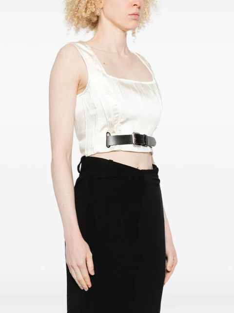 Sportmax belt square-neck top - White