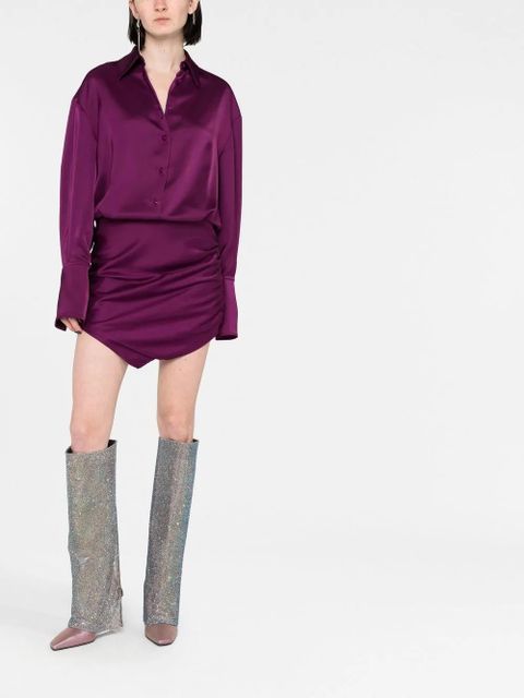 The Attico Hatty satin mini shirtdress - Purple - zdjęcie produktu nr 2