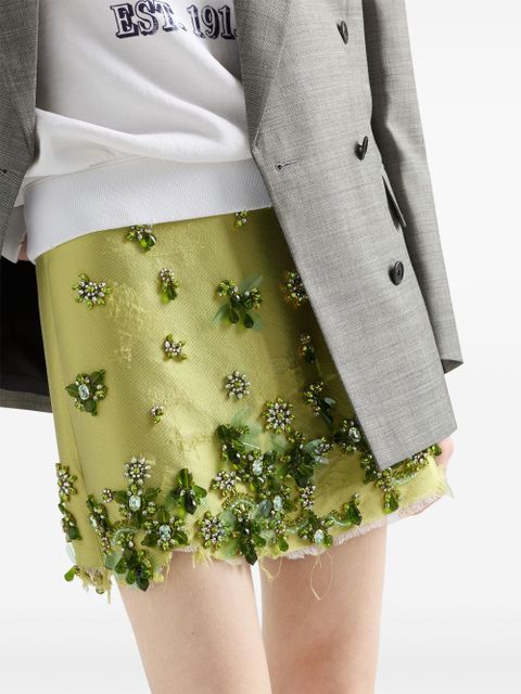 Prada crystal-embellished mini skirt - Green