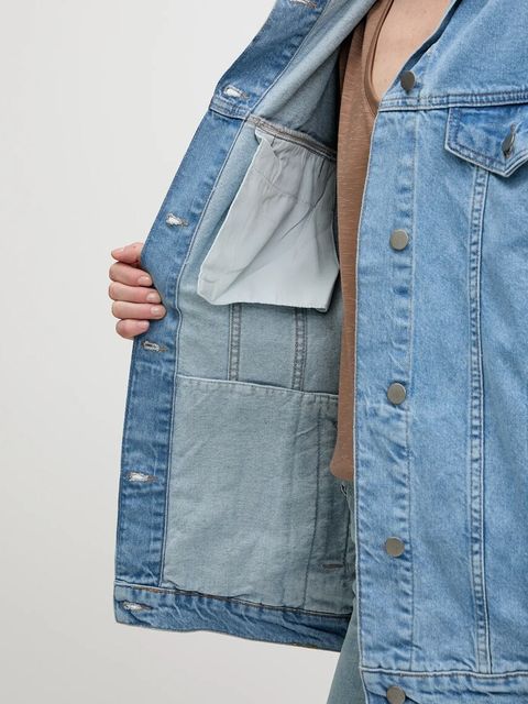 Answear.LAB kurtka jeansowa bawełniana kolor niebieski przejściowa oversize