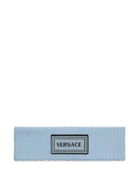 Versace ribbed logo patch headband - Blue - zdjęcie produktu nr 1