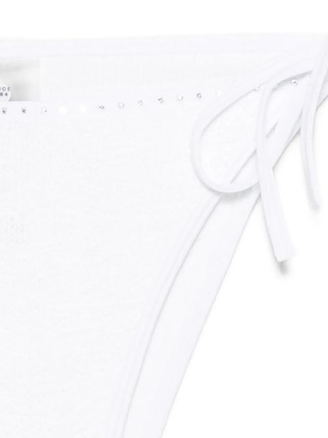 Hunza G crystal-embellished crinkle-effect bikini - White
