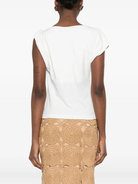 PINKO Marlena draped asymmetric-neck top - White