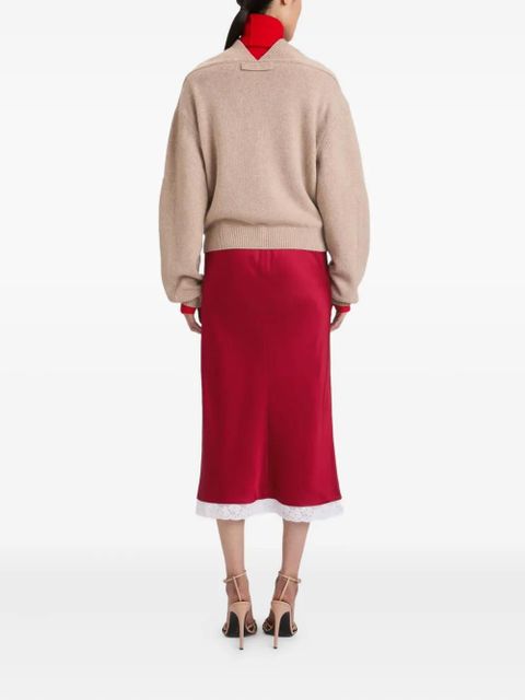 Victoria Beckham Lace Trim Slip midi skirt - Red