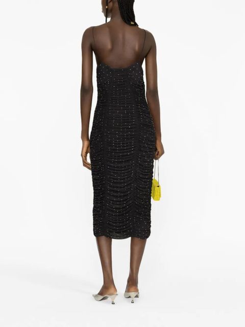 ROTATE BIRGER CHRISTENSEN crystal-embellishment ruched dress - Black - zdjęcie produktu nr 2