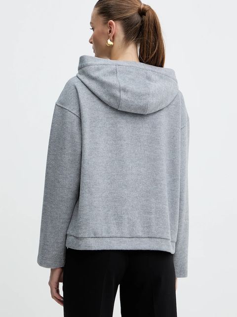 Weekend Max Mara bluza z dodatkiem wełny OSCURI damska kolor szary z kapturem gładka 2525926012600