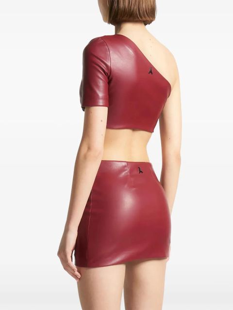 Manière De Voir curved hem leather crop top - Red