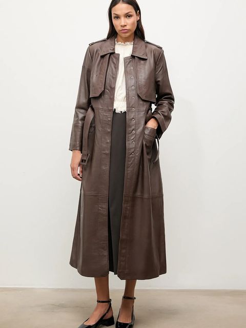 Answear.LAB spódnica kolor brązowy midi ołówkowa