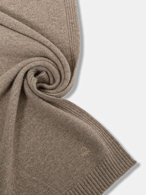 United Colors of Benetton szalik z dodatkiem wełny damski kolor brązowy gładki 122HDU01O