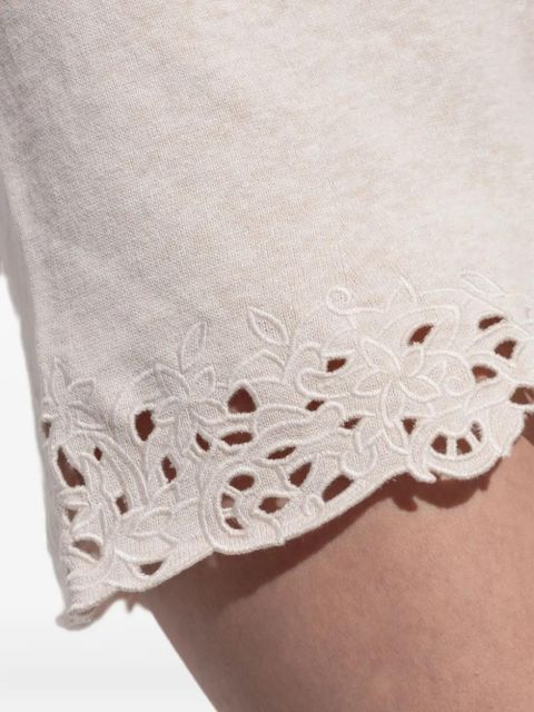 Cult Gaia Shani lace-trimmed shorts - Neutrals