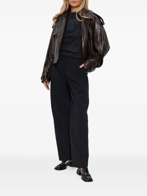 Sportmax leather-effect cuffed-sleeves cropped jacket - Brown - zdjęcie produktu nr 2