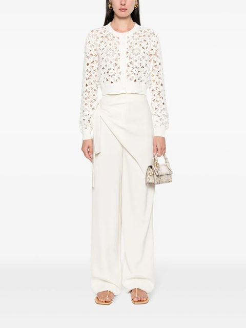 TWINSET cropped floral open-knit cardigan - White - zdjęcie produktu nr 2