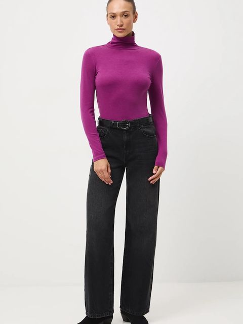 Medicine longsleeve z wełną kolor fioletowy z golfem - zdjęcie produktu nr 1