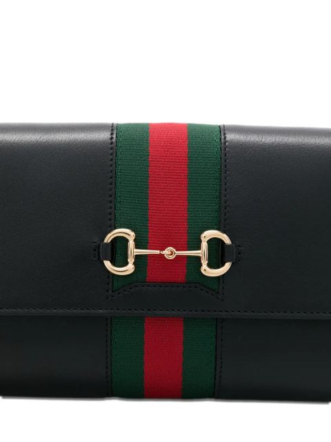 Gucci horsebit striped clutch bag - Black