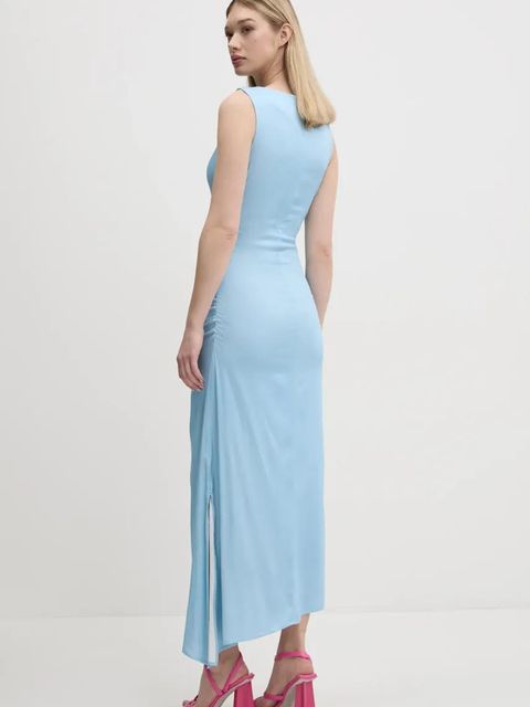 Desigual sukienka REIMS kolor niebieski maxi dopasowana 25SWVW07