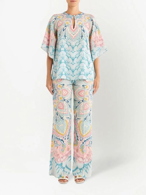 ETRO paisley-print satin-finish trousers - Blue - zdjęcie produktu nr 2