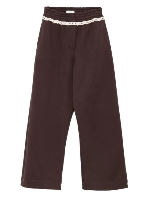 Magda Butrym lace-detail cotton track pants - Brown - zdjęcie produktu nr 1