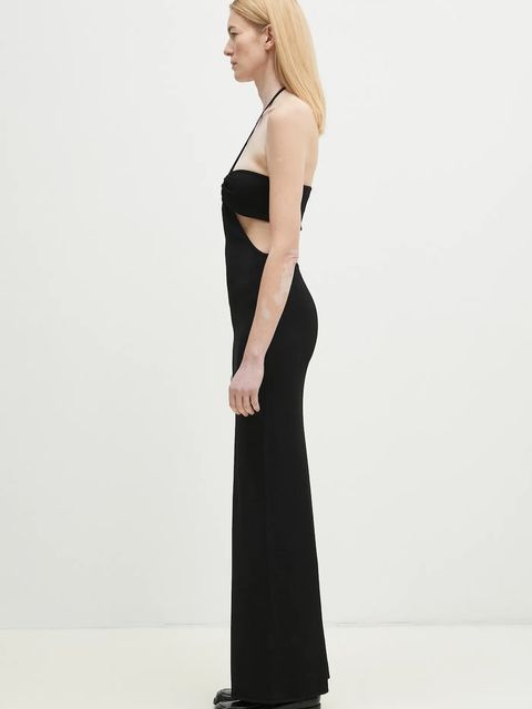 Coperni sukienka Knitted Halter kolor czarny maxi dopasowana COPML135Y3010