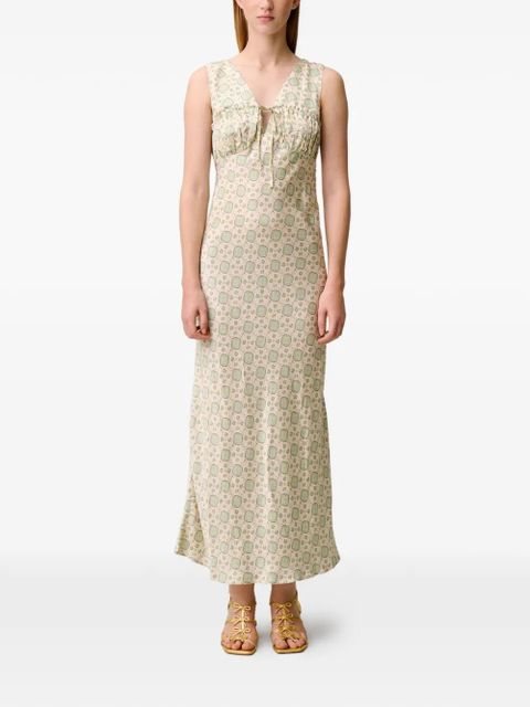 Claudie Pierlot printed drawstring-detail dress - Neutrals