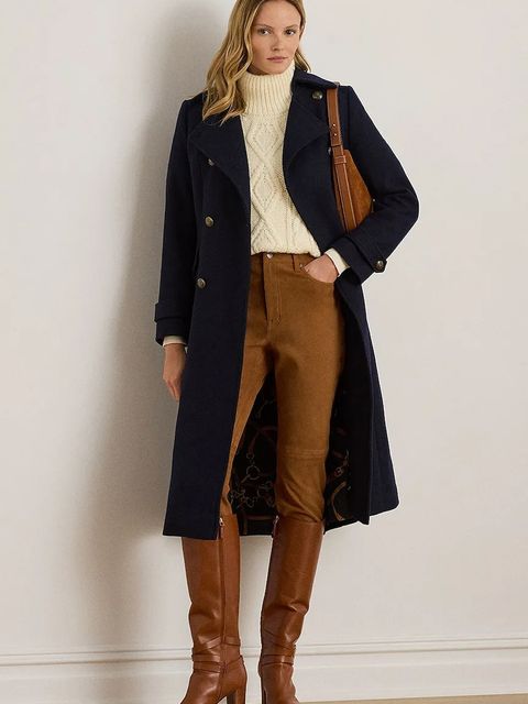 Lauren Ralph Lauren płaszcz z dodatkiem wełny kolor granatowy 297P04150 - zdjęcie produktu nr 1