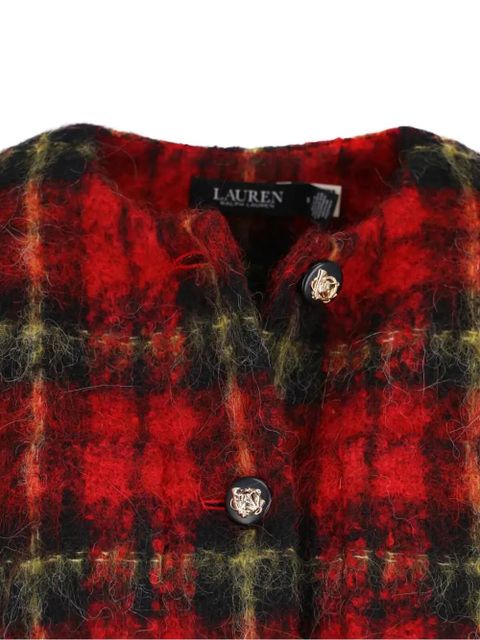 Lauren Ralph Lauren plaid-pattern button tweed jacket - Red