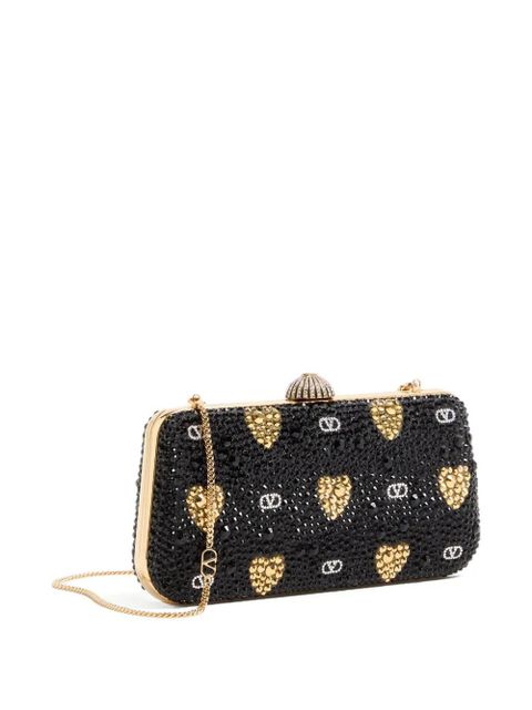 Valentino Garavani heart motif embellished clutch bag - Black