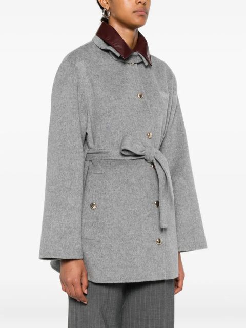 Maje wool-blend belted coat - Grey